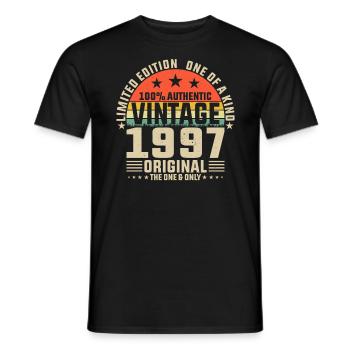 1997 Vintage - 27 Years Anniversary - Vintage - Men's T-Shirt - black - Front - AI Model Male 178 light (178cm)