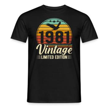 Vintage 1981 Retro Birthday T-Shirt - 43 Years - Men's T-Shirt - black - Front - AI Model Male 178 light (178cm)