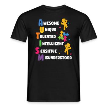 Autism - Men's T-Shirt - black - Front - AI Model Male 178 light (178cm)