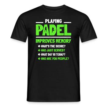 Playing Padel Improves Memory Paddle Tennis - Men's T-Shirt - black - Front - AI Model Male 178 light (178cm)