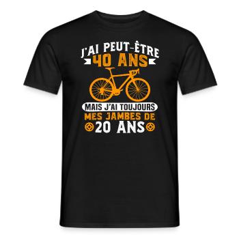 Anniversaire 40 ans pour un cycliste cadeau vélo - T-shirt homme - noir - Devant - AI Model Male 178 light (178cm)