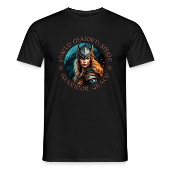 Schildmaid Design / Wikinger / Frauen - Männer T-Shirt - Schwarz - Vorne - AI Model Male 178 light (178cm)