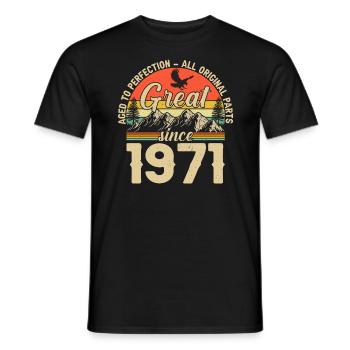Unique 1971 Vintage Vintage Retro Design - Men's T-Shirt - black - Front - AI Model Male 178 light (178cm)