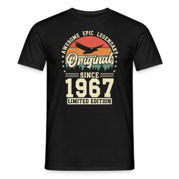 Anniversaire Créatif Surprise Vintage 1967 - T-shirt homme - noir - Devant - AI Model Male 178 light (178cm)