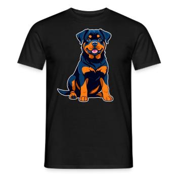 Rottweiler mignon dans le style comique - T-shirt homme - noir - Devant - AI Model Male 178 light (178cm)
