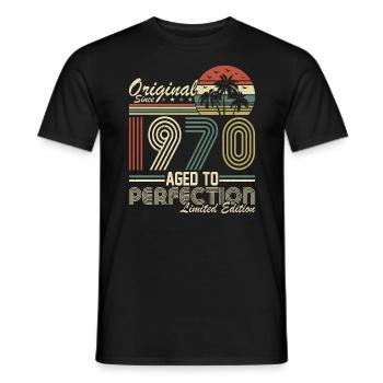 Vintage 1970 Original Tee - Männer T-Shirt - Schwarz - Vorne - AI Model Male 178 light (178cm)