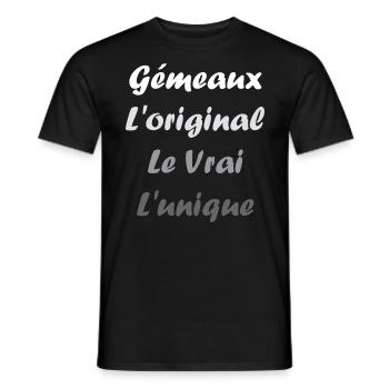 gémeaux - T-shirt homme - noir - Devant - AI Model Male 178 light (178cm)
