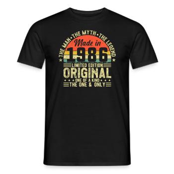 Vintage 1986 - Retro Birthday Gift Idea - Männer T-Shirt - Schwarz - Vorne - AI Model Male 178 light (178cm)