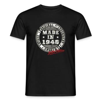 Rétro Patch Vintage 1946 cadeau d’anniversaire - T-shirt homme - noir - Devant - AI Model Male 178 light (178cm)