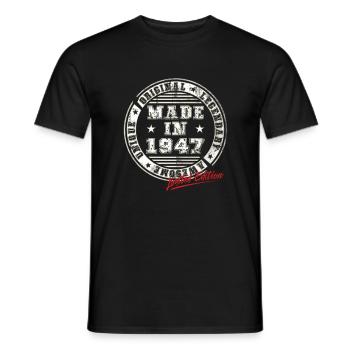 Rétro Patch Vintage 1947 cadeau d’anniversaire - T-shirt homme - noir - Devant - AI Model Male 178 light (178cm)