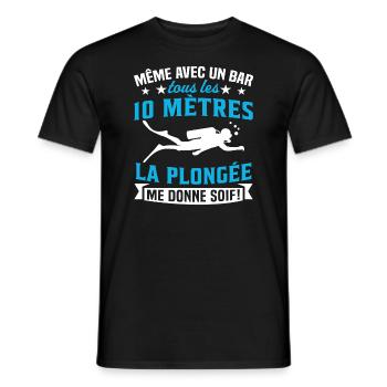 la plongée me donne soif t-shirt plongeur plongée - T-shirt homme - noir - Devant - AI Model Male 178 light (178cm)