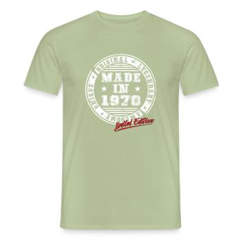 Retro Patch Vintage 1970s Birthday Gift - Men's T-Shirt - sage - Front - AI Model Male 178 light (178cm)