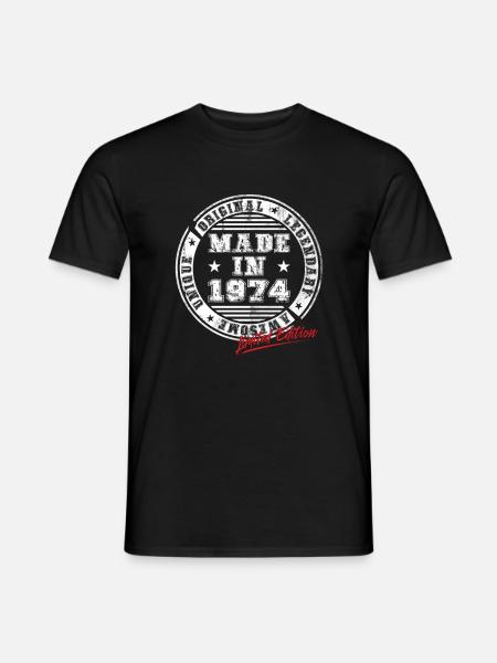 Retro Patch Jahrgang 1974 Geburtstag Geschenk - Männer T-Shirt - Schwarz