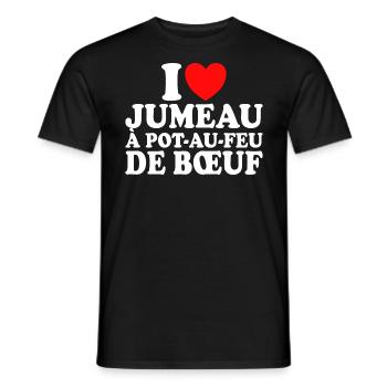 Boucher I Love Jumeau À Pot-Au-Feu De Boeuf - T-shirt homme - noir - Devant - AI Model Male 178 light (178cm)