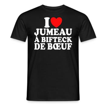 Boucher I Love Jumeau À Bifteck De Boeuf - T-shirt homme - noir - Devant - AI Model Male 178 light (178cm)