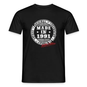 Retro Patch Vintage 1991 Birthday Gift - Men's T-Shirt - black - Front - AI Model Male 178 light (178cm)