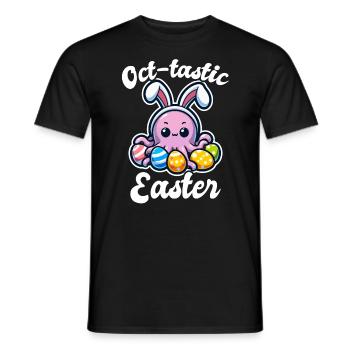 Happy Easter with octopus and colorful eggs - Men's T-Shirt - black - Front - AI Model Male 178 light (178cm)