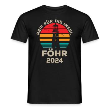 Föhr 2024 Island Flair Lighthouse Design - Men's T-Shirt - black - Front - AI Model Male 178 light (178cm)