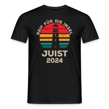 Juist 2024 - Conception du phare de l’île de loisirs à l’état pur - T-shirt homme - noir - Devant - AI Model Male 178 light (178cm)