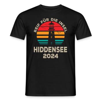 Hiddensee 2024 Holiday Anticipation Lighthouse Design - Men's T-Shirt - black - Front - AI Model Male 178 light (178cm)