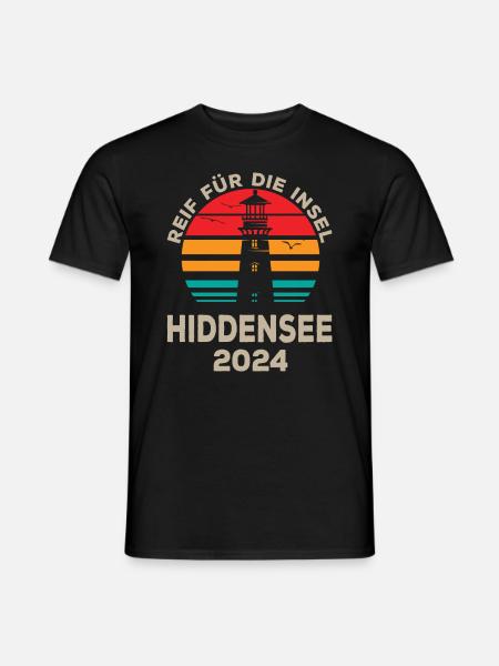 Hiddensee 2024 Urlaubsvorfreude Leuchtturm Design - Männer T-Shirt - Schwarz