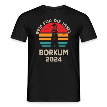 Borkum 2024 Lighthouse Experience Design - Men's T-Shirt - black - Front - AI Model Male 178 light (178cm)