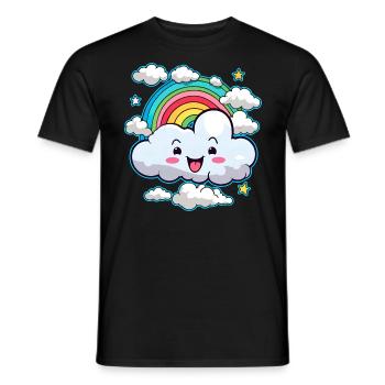 Cute cloud with rainbow - Men's T-Shirt - black - Front - AI Model Male 178 light (178cm)