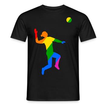 Rainbow Jump in Volleyball - Men's T-Shirt - black - Front - AI Model Male 178 light (178cm)