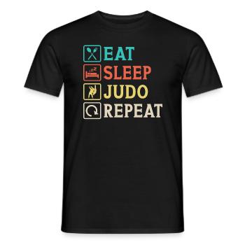 Eat Sleep Judo Repeat - Men's T-Shirt - black - Front - AI Model Male 178 light (178cm)
