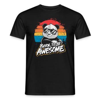 Born to be awesome Panda Sunglasses Vintage - Men's T-Shirt - black - Front - AI Model Male 178 light (178cm)