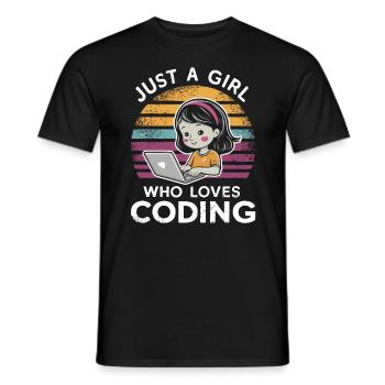 Just a girl who loves coding - Männer T-Shirt - Schwarz - Vorne - AI Model Male 178 light (178cm)