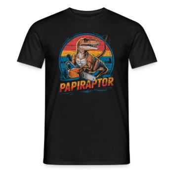 Papiraptor Dino Papa Lustiges Vatertag - Männer T-Shirt - Schwarz - Vorne - AI Model Male 178 light (178cm)