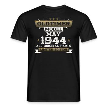 80e anniversaire homme Vintage Mai Vintage 1944 - T-shirt homme - noir - Devant - AI Model Male 178 light (178cm)