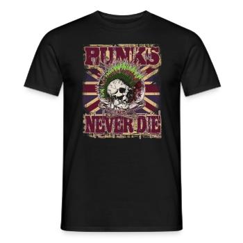 Les punks ne meurent jamais, Union Jack, Punk Skull - T-shirt homme - noir - Devant - AI Model Male 178 light (178cm)