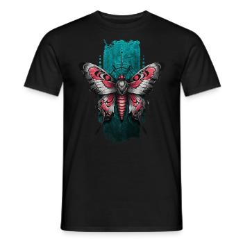 Papillon majestueux aux ailes de couleur rouge - T-shirt homme - noir - Devant - AI Model Male 178 light (178cm)