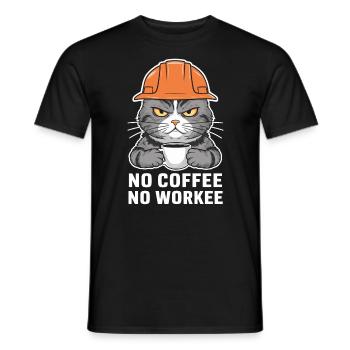 Pas de café pas de travail Conception de chat - T-shirt homme - noir - Devant - AI Model Male 178 light (178cm)
