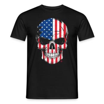 Skull - US Flagge - Männer T-Shirt - Schwarz - Vorne - AI Model Male 178 light (178cm)