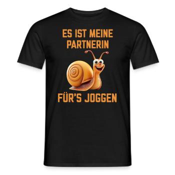 Es ist meine Partnerin fürs Joggen eine Schnecke - Männer T-Shirt - Schwarz - Vorne - AI Model Male 178 light (178cm)