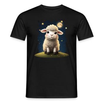 Design de t-shirt à imprimé animal avec un mouton mignon - T-shirt homme - noir - Devant - AI Model Male 178 light (178cm)