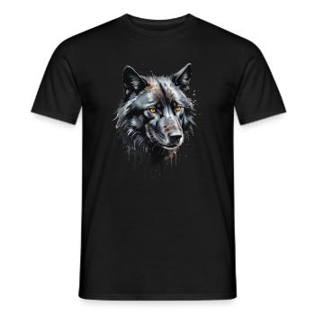 Majestueux loup noir aquarelle - Beauté nocturne - T-shirt homme - noir - Devant - AI Model Male 178 light (178cm)