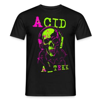 ACID A TEKK Totenkopf - Männer T-Shirt - Schwarz - Vorne - AI Model Male 178 light (178cm)