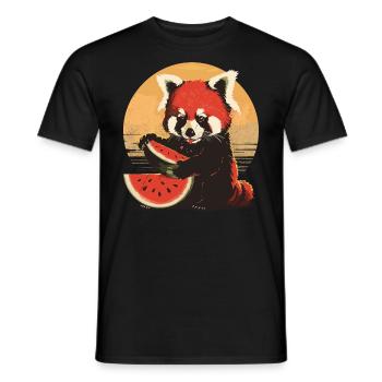 Red Panda Chat Ours Red Panda Pastèque Cool - T-shirt homme - noir - Devant - AI Model Male 178 light (178cm)