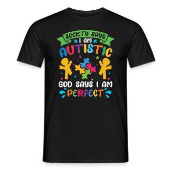 Journée de sensibilisation à l’autisme : Cadeau pour autistes - T-shirt homme - noir - Devant - AI Model Male 178 light (178cm)