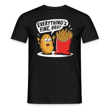 Funny Potato and French Fries Cartoon Shirt - Men's T-Shirt - black - Front - AI Model Male 178 light (178cm)