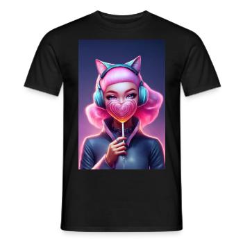 Lollipop-Kätzchen - Männer T-Shirt - Schwarz - Vorne - AI Model Male 178 light (178cm)