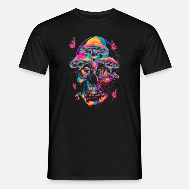 Psychedelic Skull Totenkopf - Männer T-Shirt - Schwarz