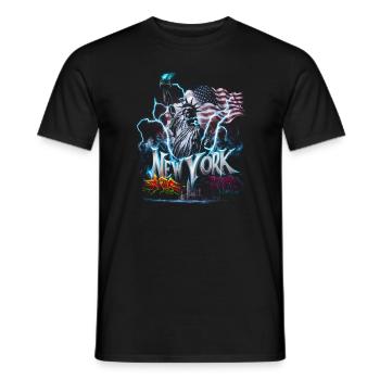 Statue de la Liberté de New York : conception de la foudre - T-shirt homme - noir - Devant - AI Model Male 178 light (178cm)