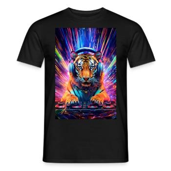 DJ Tiger - Männer T-Shirt - Schwarz - Vorne - AI Model Male 178 light (178cm)