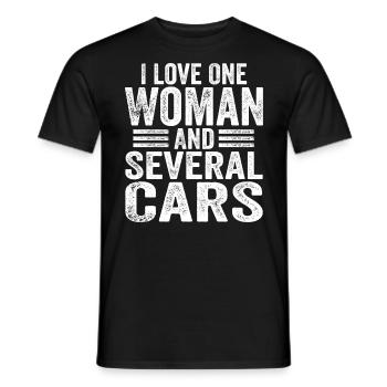 I Love One Woman And Several Cars Funny Mechanic - Men's T-Shirt - black - Front - AI Model Male 178 light (178cm)
