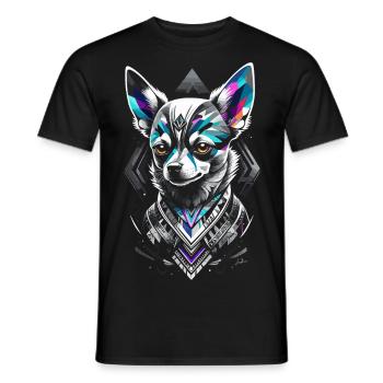 Blauer geometrischer Chihuahua Hund - Männer T-Shirt - Schwarz - Vorne - AI Model Male 178 light (178cm)